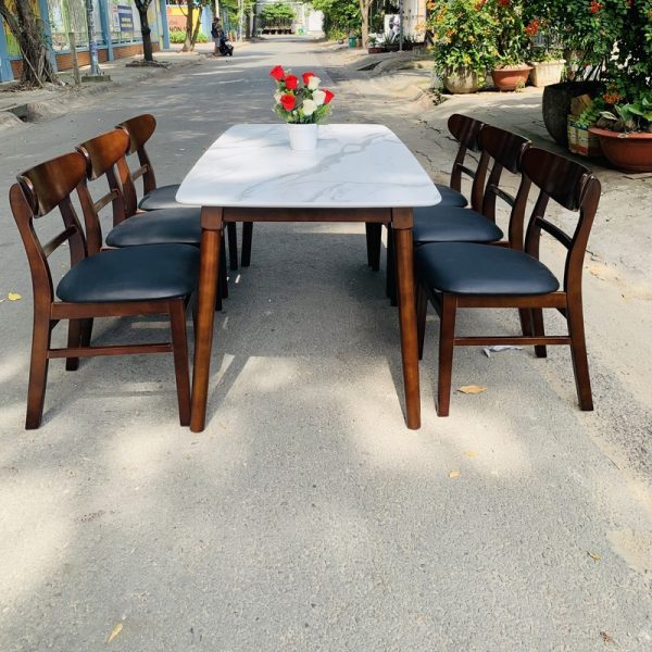 Bộ bàn ghế quán ăn măngô 6 ghế mới 99%
