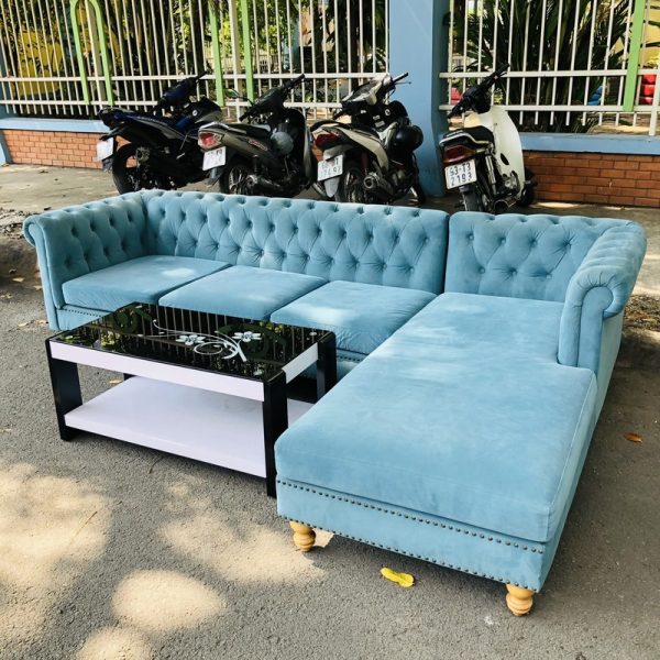 Thanh lý bộ sofa góc L bọc nhung cao cấp mới 98%