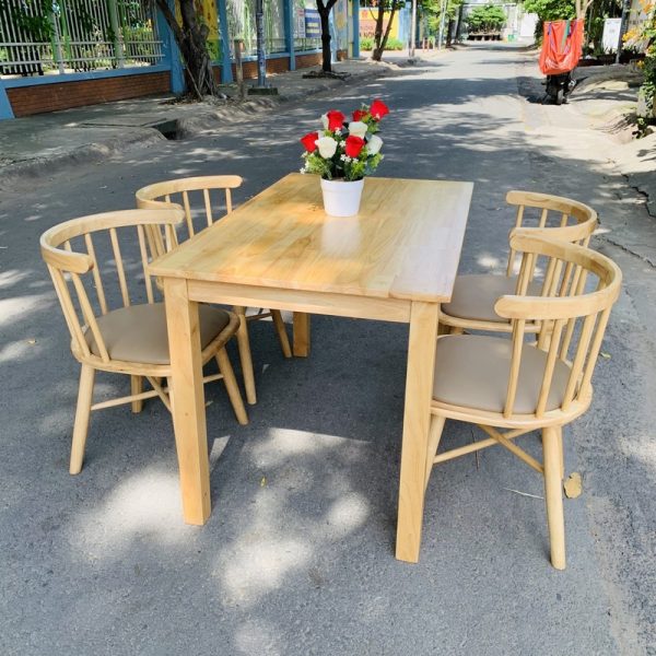 Bộ bàn ghế gỗ 9 nan màu tự nhiên mới 100%