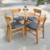 Bộ bàn ghế cafe măngô màu nâu nệm đen