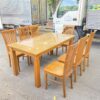 Thanh lý bộ bàn ăn gỗ sồi hoàng anh gia lai 7 ghế