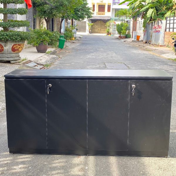 Thanh lý tủ hồ sơ thấp 4 cánh cũ mới 90%