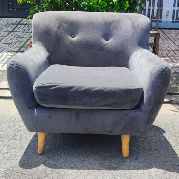 Thanh lý ghế sofa đơn màu xanh có tay mới 90%