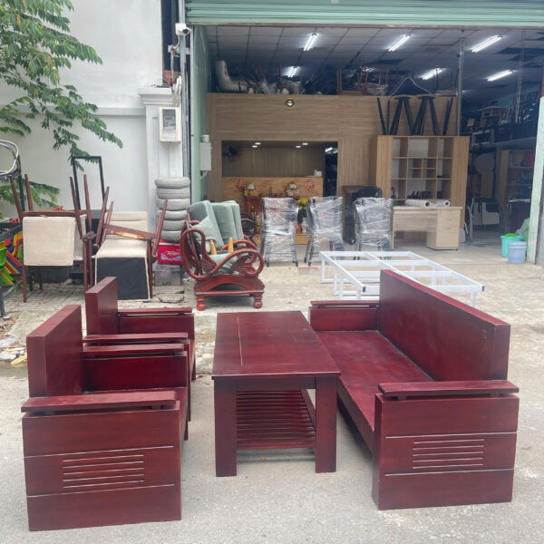 Thanh lý bộ salon thùng gỗ xoan đào mới 95%