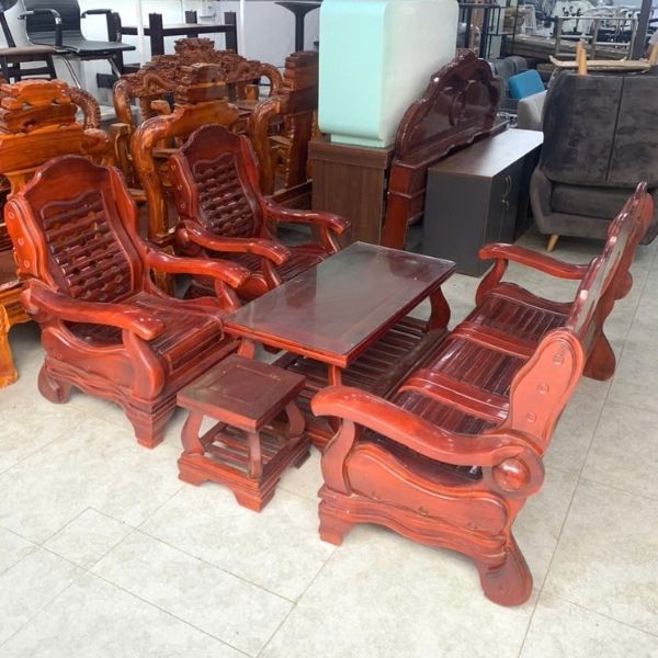 Thanh lý bộ salon gỗ cũ 5 món giá rẻ