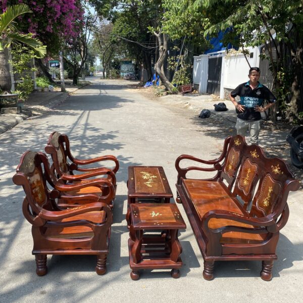 Thanh lý bộ salon gỗ cũ 5 món giá rẻ