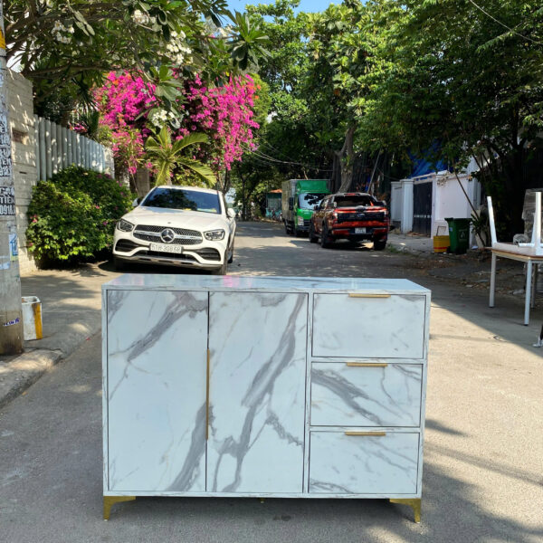 Tủ hồ sơ thấp 1m2x90cm gỗ MDF vân giả đá đóng mới