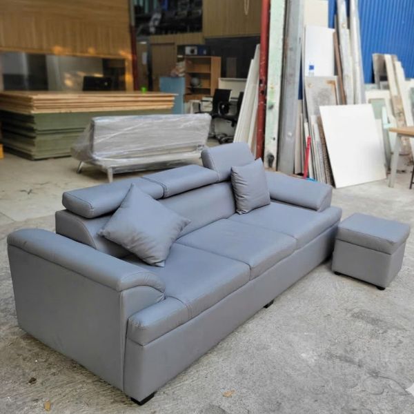 Thanh lý sofa chữ L tiếp khách bọc vải màu xám
