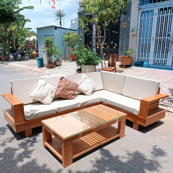 Thanh lý Bộ sofa phòng khách gỗ sồi hiện đại