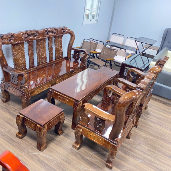 Thanh lý Bàn ghế gỗ salon tay 10 chạm Rồng hiện đại