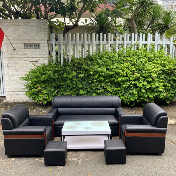 Bộ ghế sofa bọc da màu đen cao cấp mới 100%