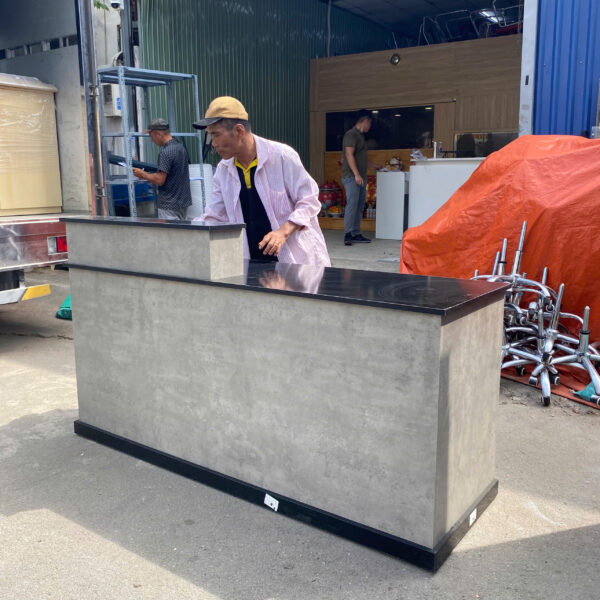 Quầy lễ tân gỗ MDF 1m6 màu xi măng mới 100%