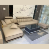 Bộ ghế sofa tiếp khách bọc da màu be sang trọng
