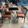 Bộ bàn ghế cafe sắt mặt nệm màu nâu cao cấp