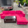 Bộ ghế sofa góc L bọc vải cũ kèm bàn