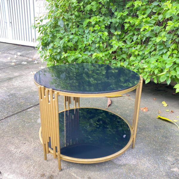 Bàn trà sofa mặt kính tròn 2 tầng giá rẻ