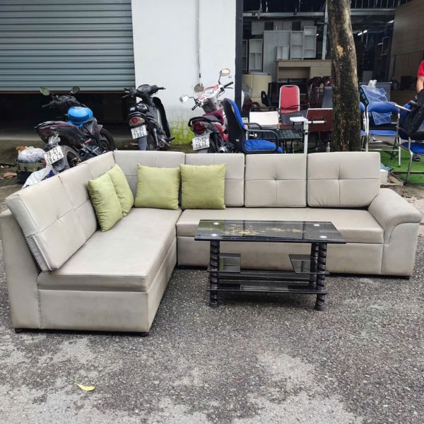 Bộ ghế sofa chữ L cũ bọc da giá rẻ