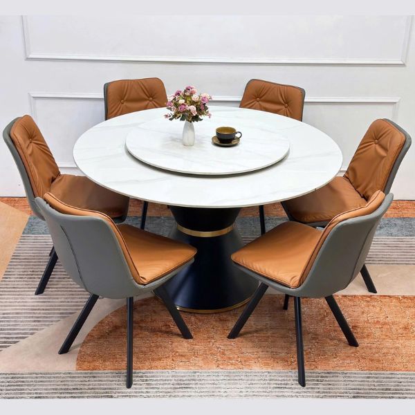 Bộ bàn ăn tròn sang trọng với 6 ghế nhập khẩu