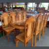 Bộ bàn ăn 8 ghế gỗ gõ đỏ phong cách Hoàng gia