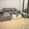 Sofa da chữ U mềm mịn kèm bàn kính sang trọng