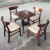 Bàn cafe vuông 4 ghế mango gỗ bọc nệm như mới