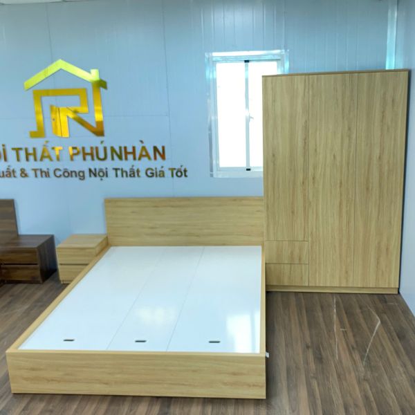 Giường tủ phòng ngủ gỗ MDF vân gỗ giao nhanh giá rẻ