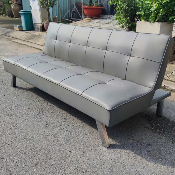 Thanh lý sofa ngã thành giường bọc da xám giao ngay