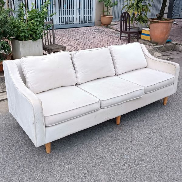Băng ghế sofa 2m bọc vải chân gỗ thanh lý