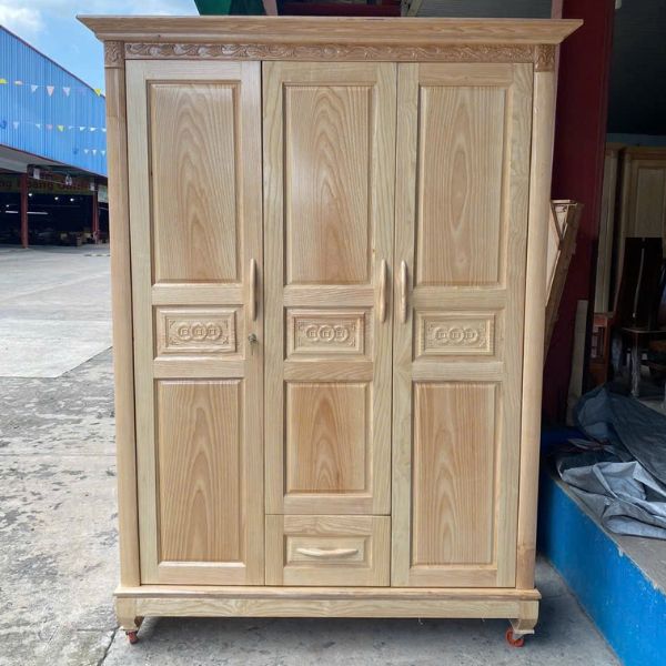 Tủ quần áo gỗ sồi tự nhiên 3 cánh cao cấp