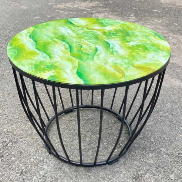 Bàn trà sofa tròn mặt kính khung sắt hiện đại