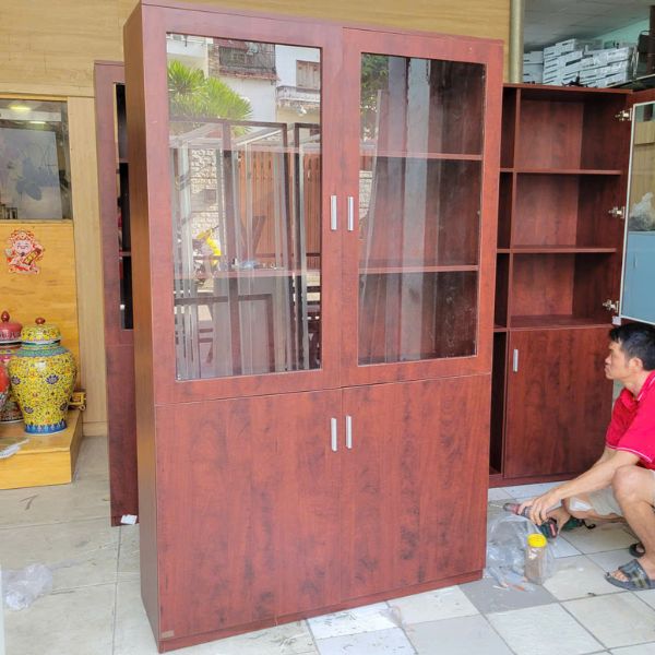 Tủ hồ sơ, tủ tài liệu Giám đốc gỗ cửa kính cao cấp