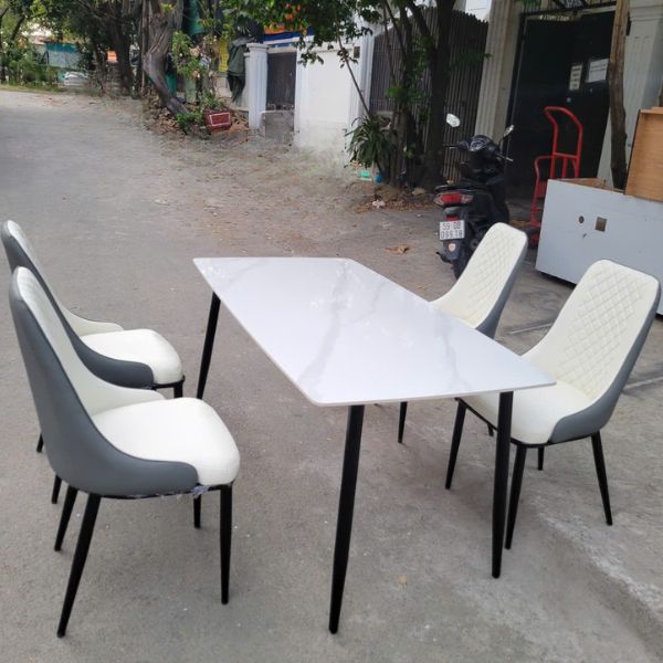 Bộ bàn ăn mặt đá Ceramic 4 ghế Sheraton hiện đại