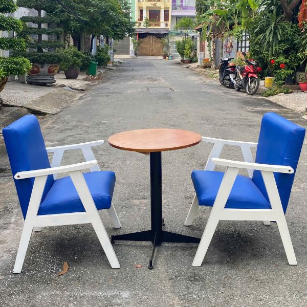 Thanh lý ghế sofa đơn Seratone bọc da màu xanh