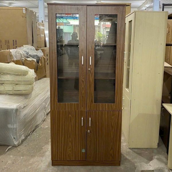Tủ hồ sơ văn phòng gỗ MDF nâu 2 cánh hiện đại