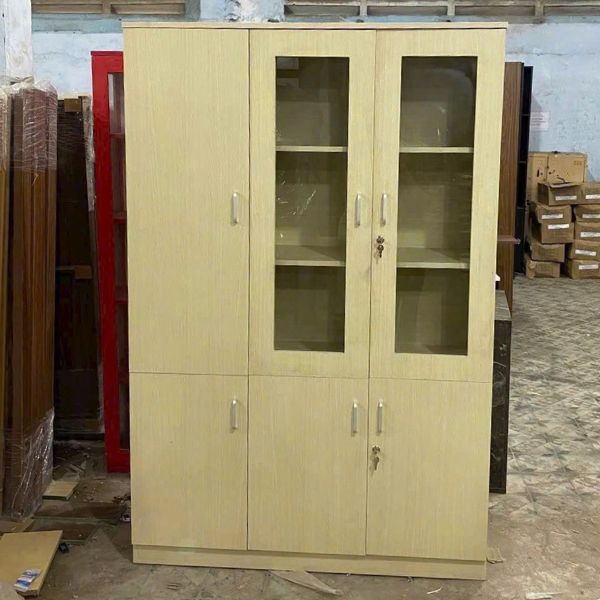 Tủ hồ sơ gỗ MDF 3 buồng màu kem sang trọng