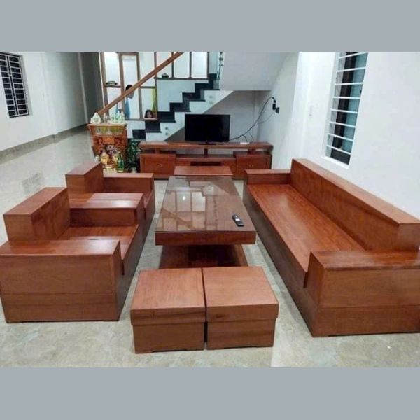 Bộ salon gỗ nguyên khối sang trọng tồn kho